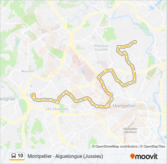 Plan de la ligne 10 de bus