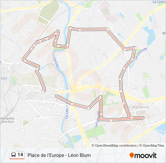14 Bus Line Map