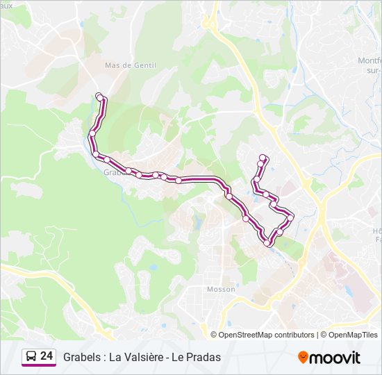 Plan de la ligne 24 de bus