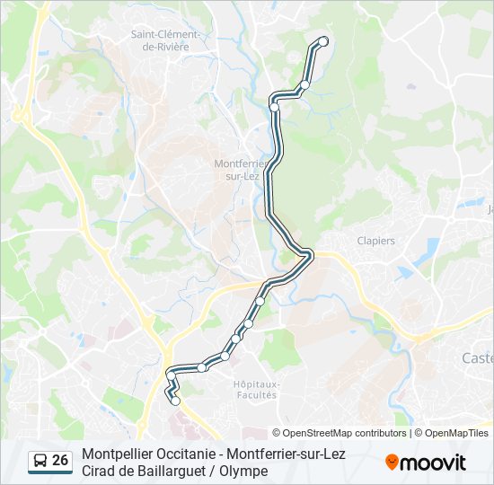 Plan de la ligne 26 de bus