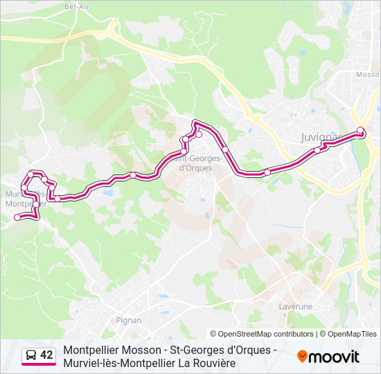 Plan de la ligne 42 de bus