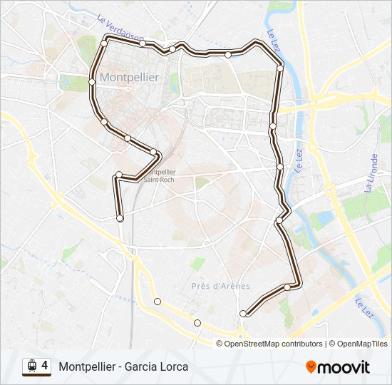 4 Itinéraire: Horaires, Arrêts & Plan - Montpellier - Garcia Lorca (mis ...