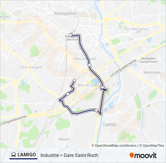 Plan de la ligne L'AMIGO de bus