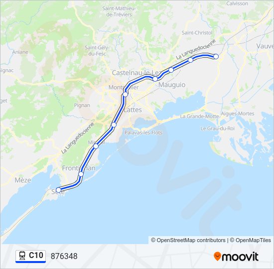 Plan de la ligne C10 de train