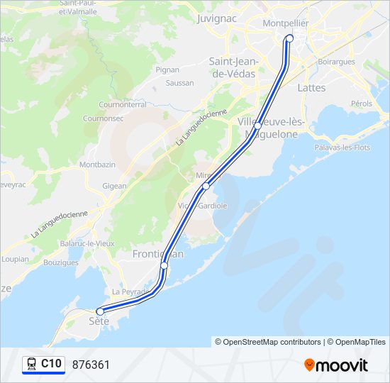 Plan de la ligne C10 de train