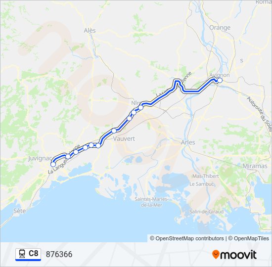 Plan de la ligne C8 de train