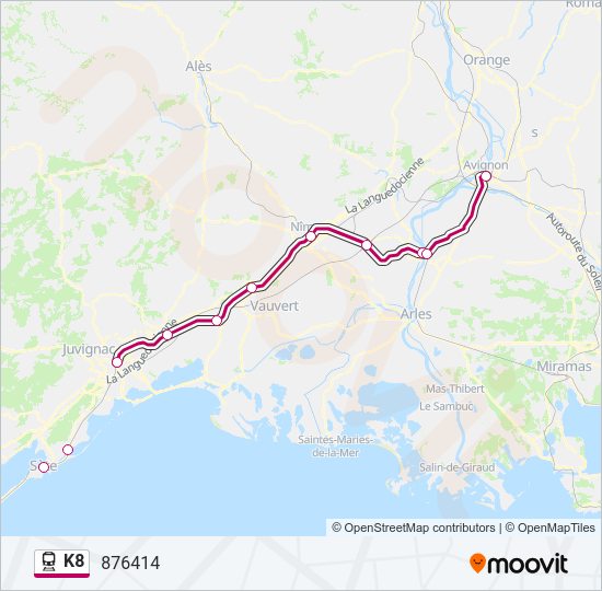 Plan de la ligne K8 de train