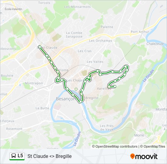 Plan de la ligne L5 de bus