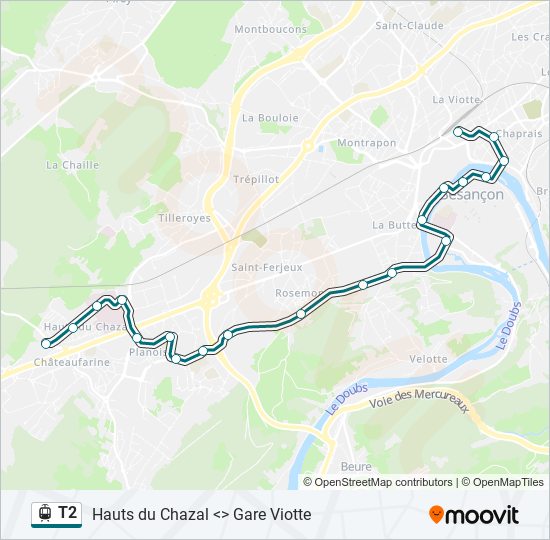 Mapa de T2 de tren ligero