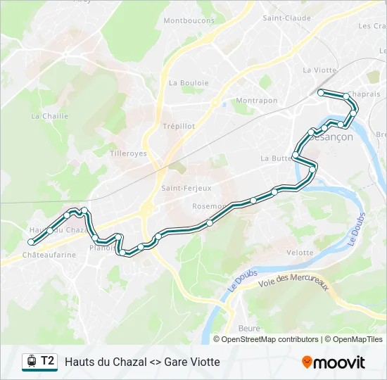 T2 Light Rail Line Map