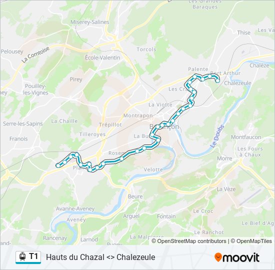 Mapa de T1 de tren ligero