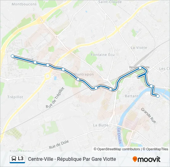 Plan de la ligne L3 de bus