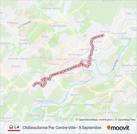 Plan de la ligne L4 de bus