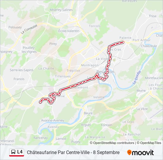 Plan de la ligne L4 de bus