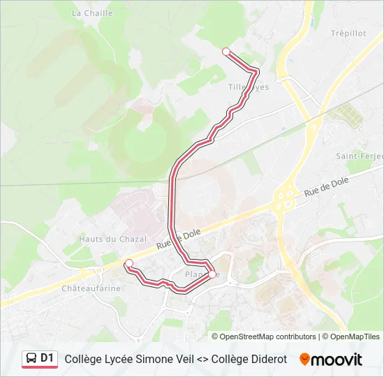 D1 Bus Line Map