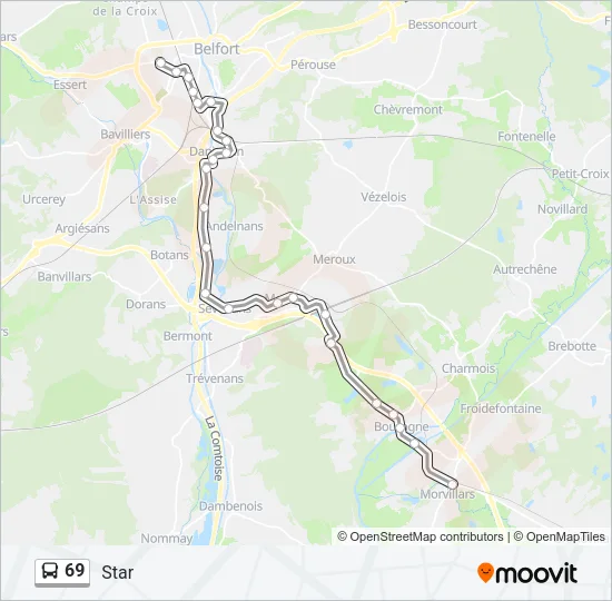 69 Bus Line Map