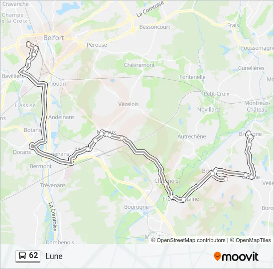 62 Bus Line Map