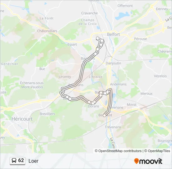 62 Bus Line Map