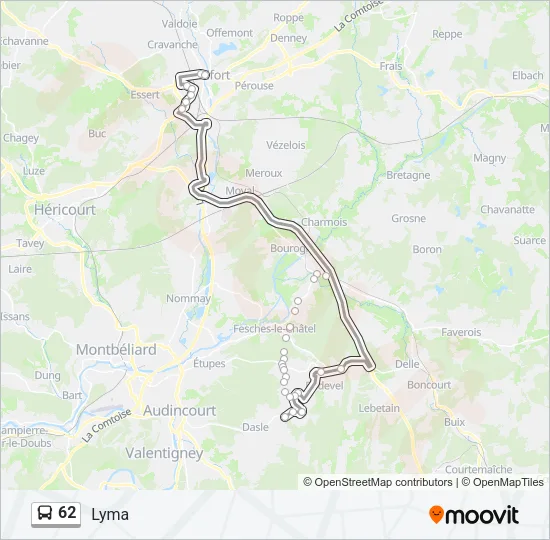62 Bus Line Map