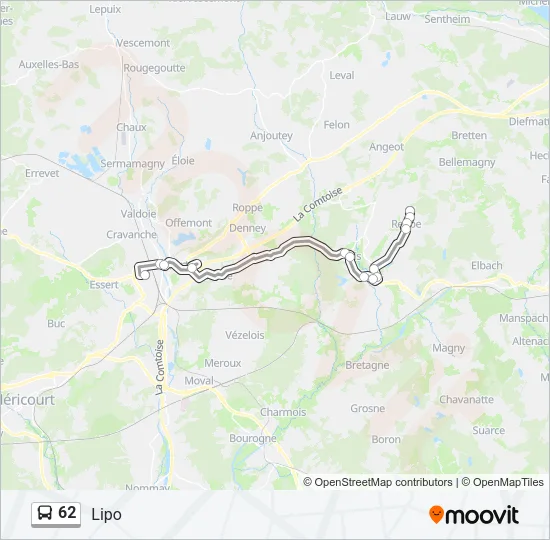 62 Bus Line Map