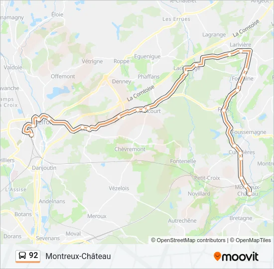 92 Bus Line Map