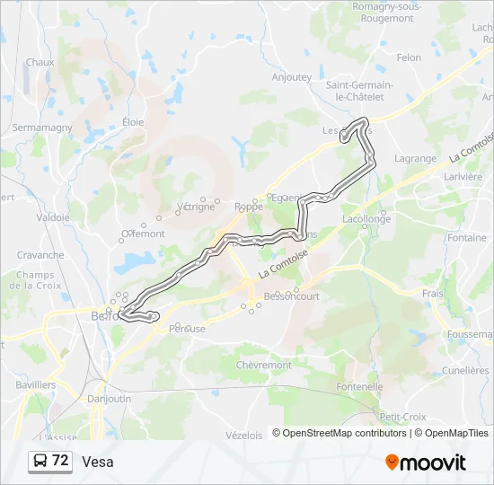 72 Bus Line Map