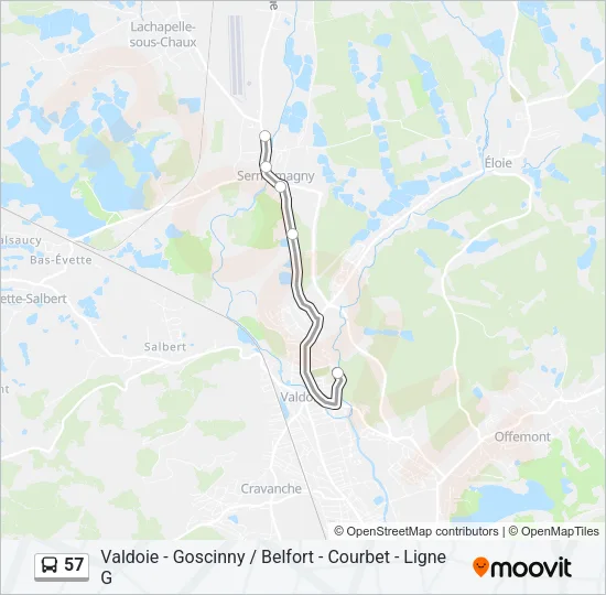 57 Bus Line Map