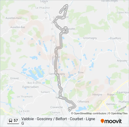57 Bus Line Map