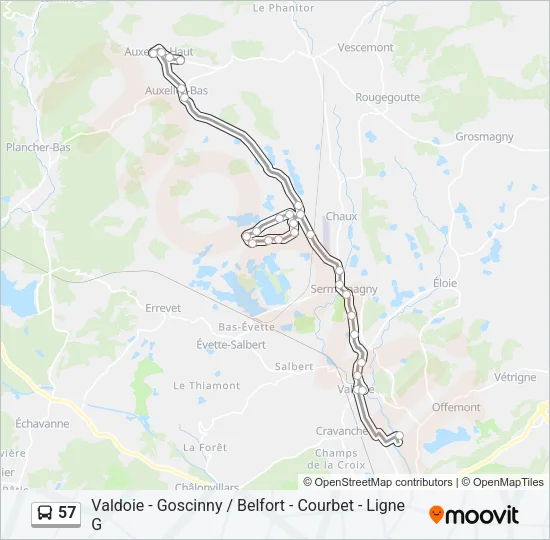 57 Bus Line Map