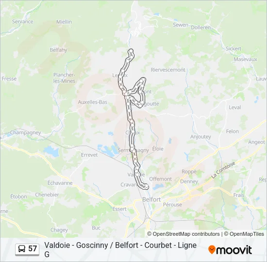 57 Bus Line Map