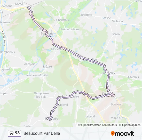 93 Bus Line Map
