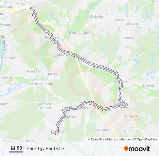 93 Bus Line Map