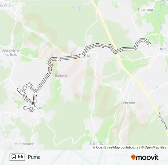 Plan de la ligne 66 de bus