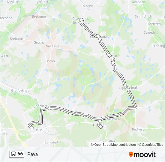 66 Bus Line Map