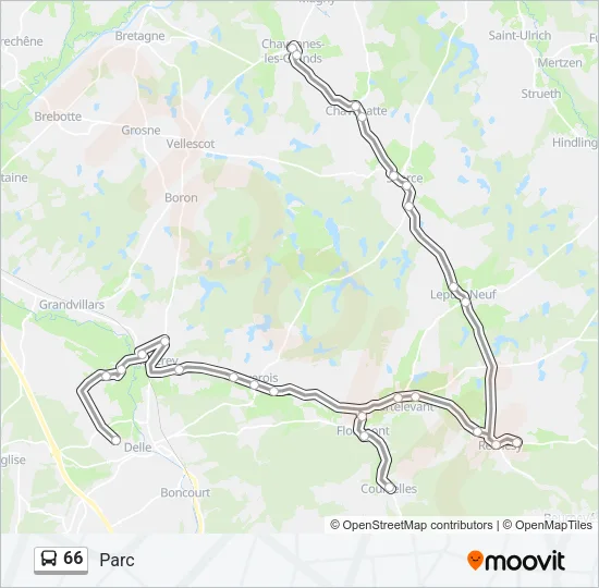 Plan de la ligne 66 de bus