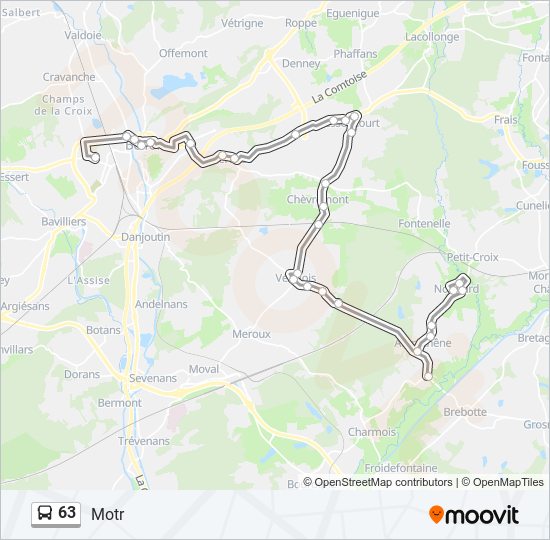 Plan de la ligne 63 de bus