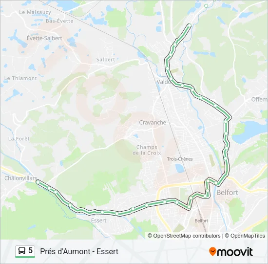 5 Bus Line Map