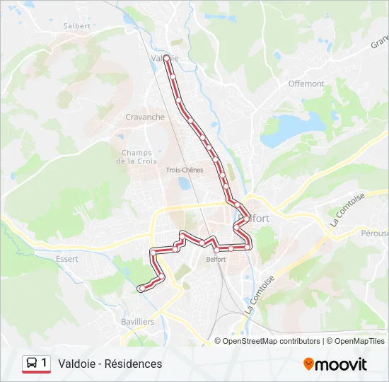 1 Bus Line Map