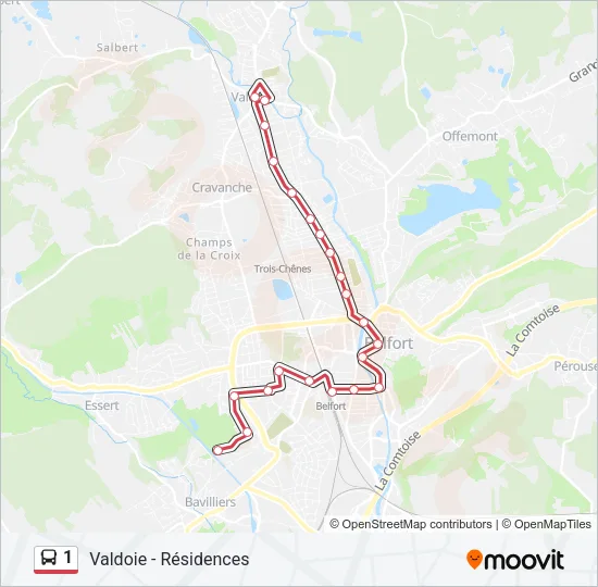 1 Bus Line Map