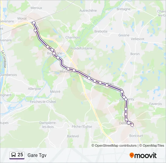 25 Bus Line Map