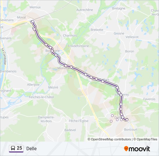 Plan de la ligne 25 de bus