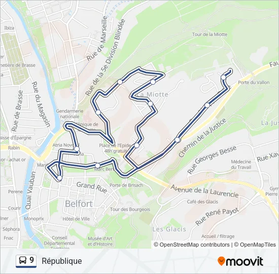 9 Bus Line Map