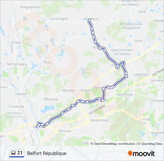 21 Bus Line Map