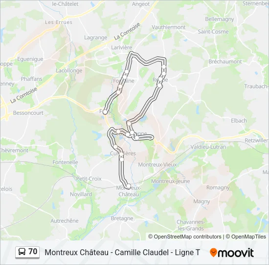 70 Bus Line Map