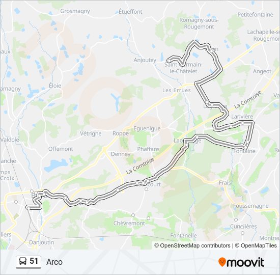 Plan de la ligne 51 de bus