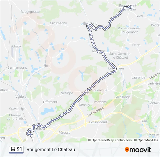 91 Bus Line Map