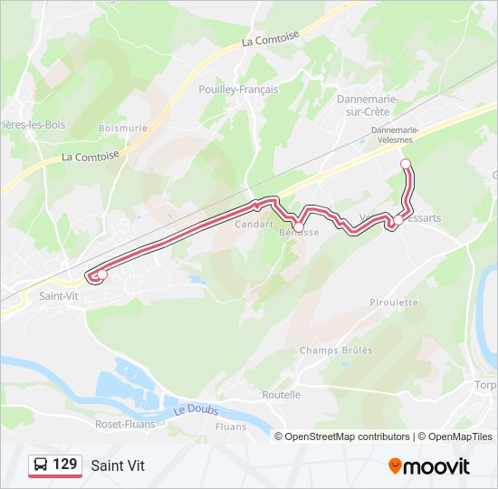 Plan de la ligne 129 de bus