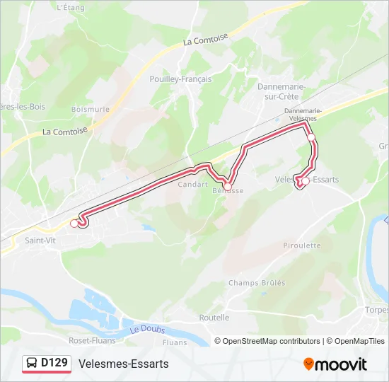 D129 Bus Line Map