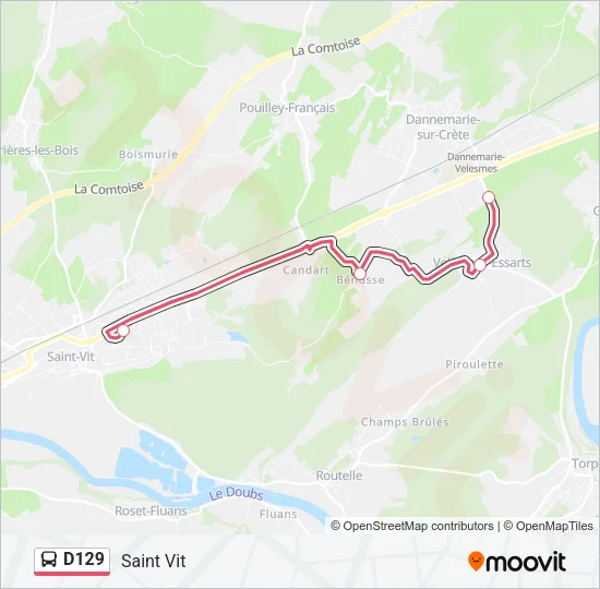 D129 Bus Line Map