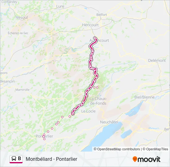 B Bus Line Map